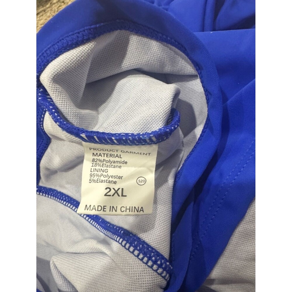 Sovoyontee One Piece Tummy Control Swimsuit Boyshort Retro Sapphire Blue 2XL - Picture 8 of 10